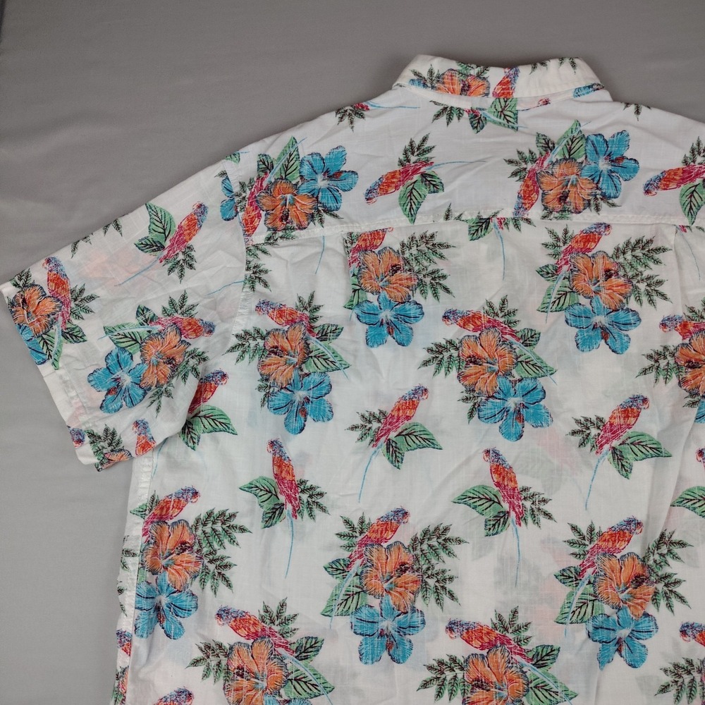 IZOD Saltwater Mens 2XL Reverse Print Parrot Tropical Linen Look Cotton Shirt - Picture 14 of 16